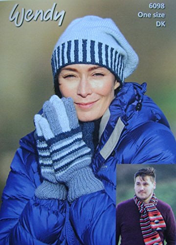 6098 Wendy Ladies and Men’s Hat, Scarf and Gloves Double Knitting Pattern