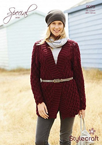 9073 Stylecraft Ladies Aran Cardigan Knitting Pattern