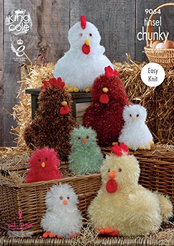 9064 King Cole Hens and Chicks Chunky Tinsel Knitting Pattern