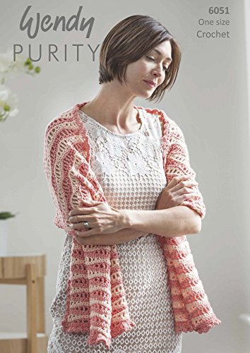 6051 Wendy Purity Aran Scarf/Shawl Crochet Pattern