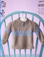 3974 king Cole Baby Swing Coat, Dress, Sweater and Hat in Comfort Aran Knitting Pattern