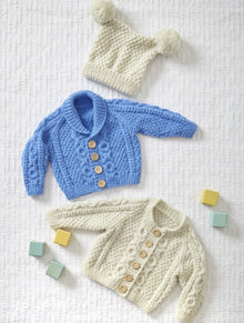 6015 King Cole Babies Aran Cardigans & Hat Knitting Pattern