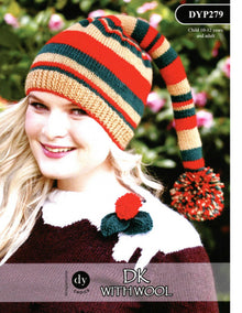 DY279 Unisex Christmas Hat DK Knitting Pattern