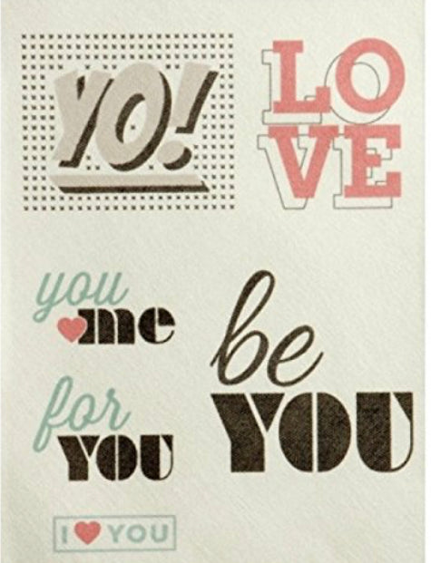 Embroidery/Sewing iron on transfer of sayings;- Love, you & me, be you, for you