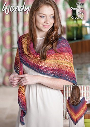 6088 Wendy Shawl 4ply Crochet Pattern