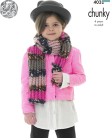 4032 King Cole Scarf, Hat, Headband and Welly Toppers in Big Value Chunky Knitting Pattern