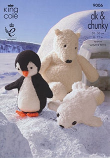 9006 King Cole Penguin, Polar Bear and Seal Toys Double Knitting Pattern