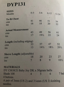 DYP131 Baby Girls/Children’s Dress Double Knitting Pattern