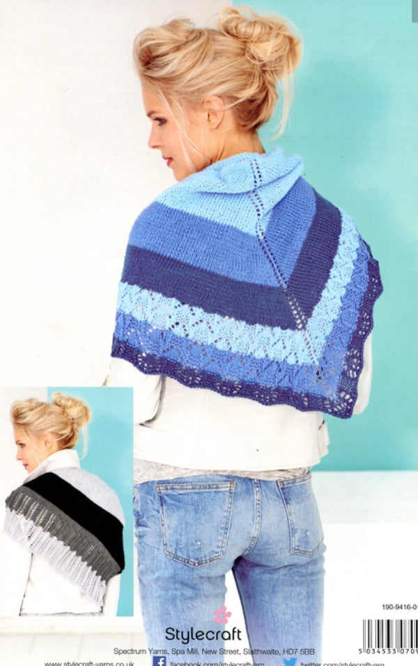 9416 Stylecraft Candy Swirl Triangle Shawl/Scarf Double Knitting Pattern