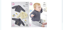 6016 King Cole Babies Aran Raglan Sleeve Cardigans & Sweater Knitting Pattern