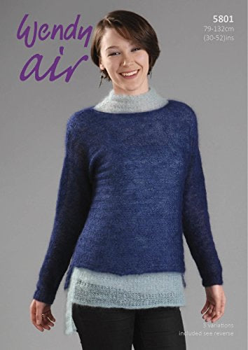 5801 Wendy Air Scoop Neck Sweaters and Funnel Neck Slipover 4ply/Lace Knitting Pattern