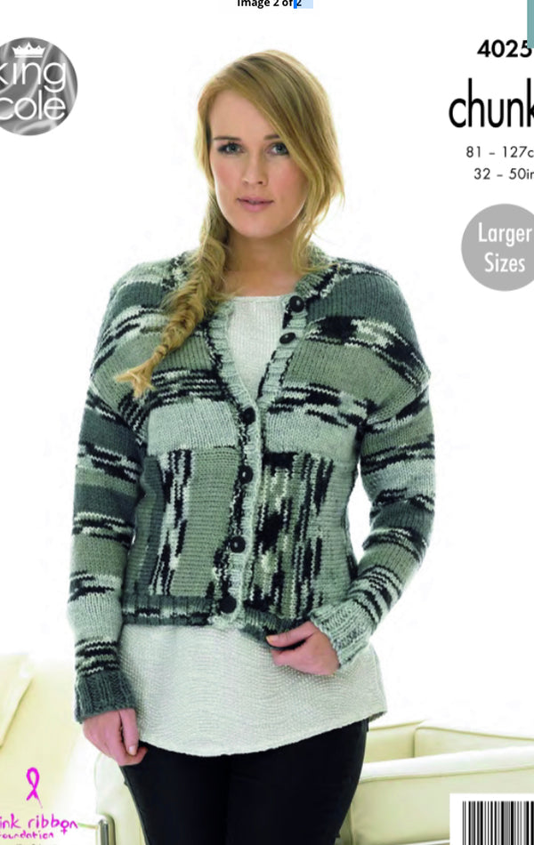 4025 King Cole Ladies Cardigans in Big Value Chunky Knitting Pattern