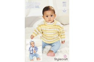 9841 Stylecraft Babies Jacket and Sweater in Bambino Print DK Knitting Pattern