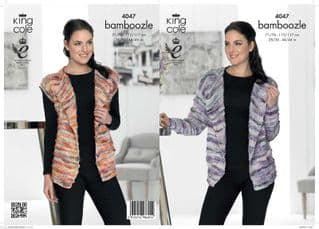 4047 King Cole Bamboozle Chunky Ladies Cardigan & Waistcoat Knitting Pattern