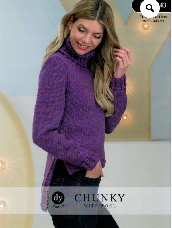 DYP243 Ladies Chunky Polar Neck Knitting Pattern