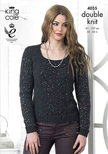 4055 King Cole Ladies Sweater and Slipover Knitted in Baby Alpaca DK & Cosmos Pattern