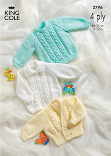 King Cole 2796 Baby 4ply Cardigan, Jacket and Sweater (14-20in) Knitting Pattern
