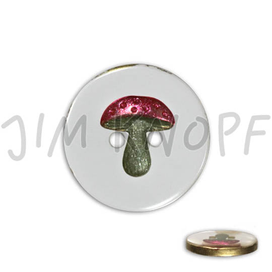 Beautiful Transparent Mushroom Button Red/Green Mushroom 18mm designed by Jim Knopf