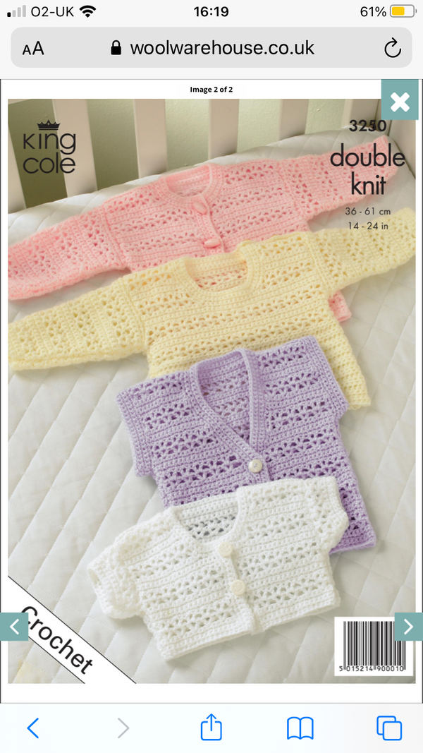 3250 Baby Crochet Cardigan , Bolero, Waistcoat and Sweater in Comfort DK