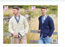 5960 King Cole Knitting Pattern Mens V and Shawl Collared Cardigan in Wool Aran