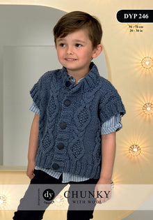 DYP246 Boys Cable Waistcoat Chunky Knitting Pattern
