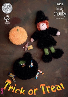 9053 King Cole Halloween, Witch, Pumpkin & Cauldron Knitted with Tinsel Chunky Pattern