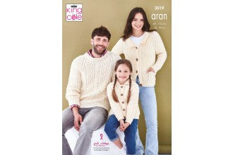 3019 King Cole Men’s, Ladies & Children’s Aran Jumper & Cardigan Knitting Pattern